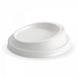 Biopak Coffee Cup Lid Plastic White Suit 90mm Cup